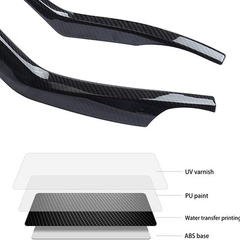 Center Console Trim Cover Compatible with Honda Civic 10th Generation 2016-2021 Center Armrest Box ABS Black Carbon Fiber (3Pcs) in Kuwait