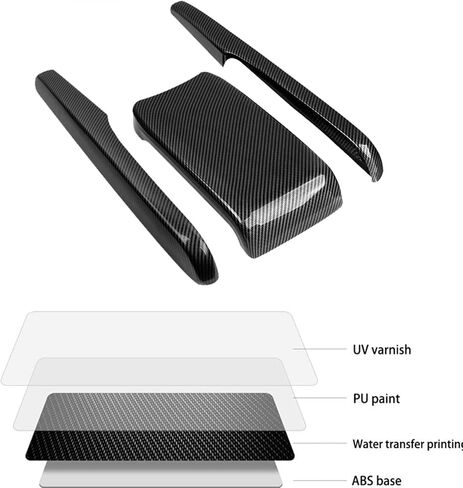 Center Console Trim Cover Compatible with Honda Civic 10th Generation 2016-2021 Center Armrest Box ABS Black Carbon Fiber (3Pcs) in Kuwait
