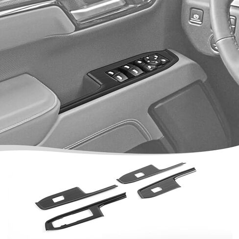 Voodonala for Chevy Silverado 2022+ Car Door Window Control Panel Cover Trim Compatible with Chevy Silverado 2022 GMC Sierra 2022+ (Black Wood,4pcs,ABS) in Kuwait