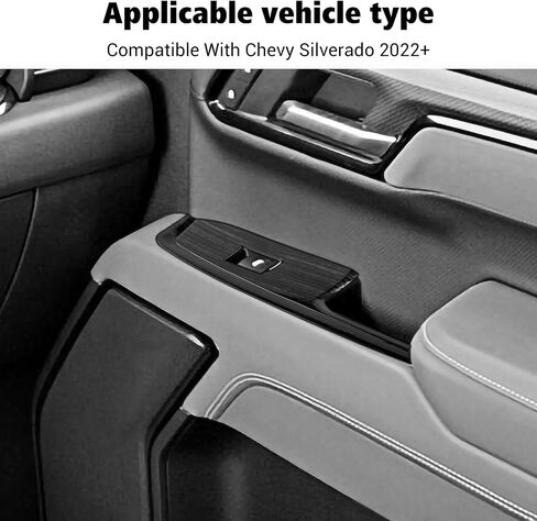 Voodonala for Chevy Silverado 2022+ Car Door Window Control Panel Cover Trim Compatible with Chevy Silverado 2022 GMC Sierra 2022+ (Black Wood,4pcs,ABS) in Kuwait