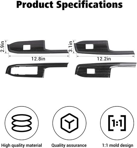 Voodonala for Chevy Silverado 2022+ Car Door Window Control Panel Cover Trim Compatible with Chevy Silverado 2022 GMC Sierra 2022+ (Black Wood,4pcs,ABS) in Kuwait