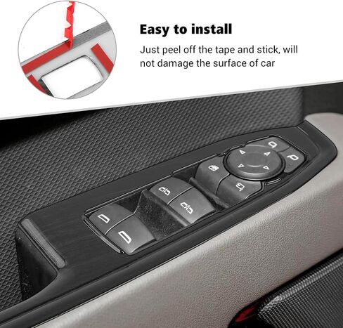 Voodonala for Chevy Silverado 2022+ Car Door Window Control Panel Cover Trim Compatible with Chevy Silverado 2022 GMC Sierra 2022+ (Black Wood,4pcs,ABS) in Kuwait