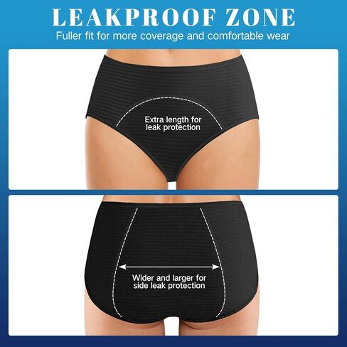 HELLOVE Womens Cotton Mesh Period Panties Menstrual Leak Proof Underwear Incontinence Protective Briefs(H-9-5-1,5X-Large) in Kuwait