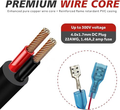 كابل طاقة كاميرا تريل مقاس 79 بوصة (قطعتان): قابس تيار مستمر 4.0 × 1.7 مم، سلك طاقة خارجي مع مشابك تمساح، متوافق مع كاميرات Tactacam Reveal X وXB وSK وSnyper، إلخ. ملحق كاميرا ألعاب متين in Kuwait