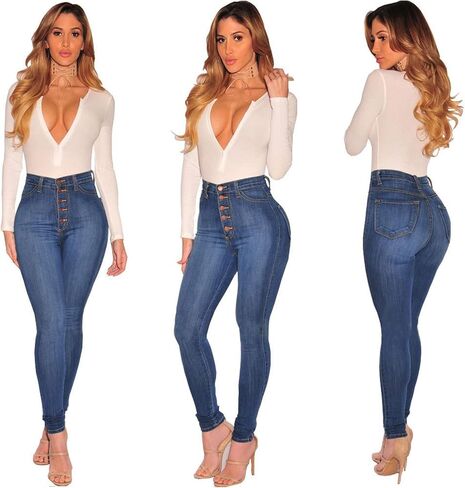 BISUAL Womens High Waisted Butt Lifting Jeans Distressed Stretch Skinny Sexy Colombian Jeans for Women in Kuwait