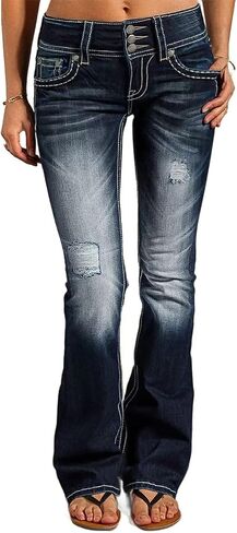 Flamingals Ripped Jeans for Women 90s Vintage Sexy Tummy Control High Waisted Bell Bottom Jeans in Saudi Arabia