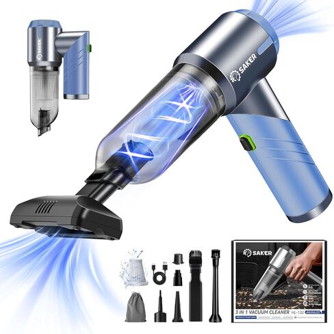Saker Foldable Car Vacuum Portable Cordless15000PA 3 in 1 Mini Handheld Rechargeable Vacuum Cleaner with Brushless Motor for Car,Office Pet and Home Cleaning HL132 in Kuwait