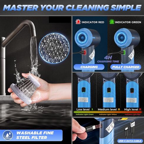 Saker Foldable Car Vacuum Portable Cordless15000PA 3 in 1 Mini Handheld Rechargeable Vacuum Cleaner with Brushless Motor for Car,Office Pet and Home Cleaning HL132 in Kuwait