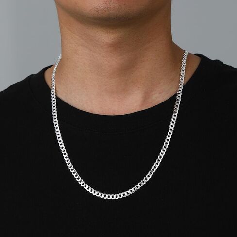 ChicSilver 2.8mm/5mm Solid 925 Sterling Silver Cuban Link/Figaro Chain Necklace for Women Men, 14, 18, 20, 22, 24, 26, 28 Inch(with Gift Box) in Saudi Arabia
