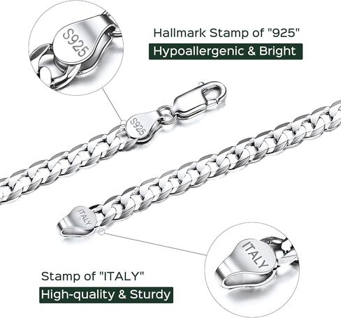 ChicSilver 2.8mm/5mm Solid 925 Sterling Silver Cuban Link/Figaro Chain Necklace for Women Men, 14, 18, 20, 22, 24, 26, 28 Inch(with Gift Box) in Saudi Arabia