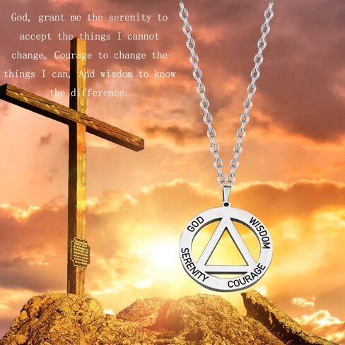 BNQL Serenity Prayer AA Recovery Necklace Serenity Courage Wisdom Sobriety Gift Necklace in Kuwait