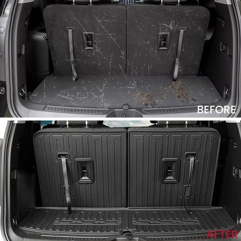 Cargo Mat Backrest Mats 2-in-1 Design for 2017-2023 GMC Acadia 6/7 Seats Accessories, All-Weather TPE Trunk Mat Cargo Liner Protector for GMC Acadia(Cargo Mat with Backrest Mats) in Kuwait
