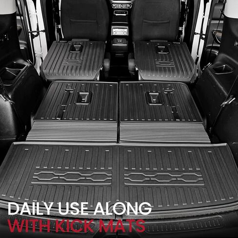 Cargo Mat Backrest Mats 2-in-1 Design for 2017-2023 GMC Acadia 6/7 Seats Accessories, All-Weather TPE Trunk Mat Cargo Liner Protector for GMC Acadia(Cargo Mat with Backrest Mats) in Kuwait