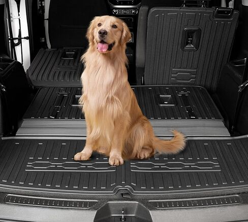 Cargo Mat Backrest Mats 2-in-1 Design for 2017-2023 GMC Acadia 6/7 Seats Accessories, All-Weather TPE Trunk Mat Cargo Liner Protector for GMC Acadia(Cargo Mat with Backrest Mats) in Kuwait