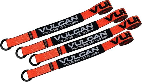 VULCAN Wheel Dolly Tire Harness with Universal O-Ring - 2 Inch x 96 Inch - 4 Pack - PROSeries - 3,300 Pound Safe Working Load - Straps Only - Ratchets Sold Separately in Kuwait