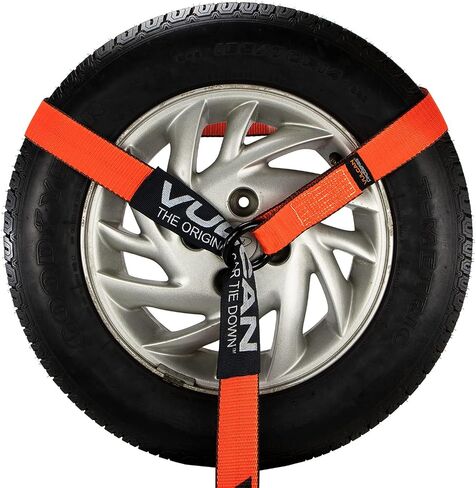 VULCAN Wheel Dolly Tire Harness with Universal O-Ring - 2 Inch x 96 Inch - 4 Pack - PROSeries - 3,300 Pound Safe Working Load - Straps Only - Ratchets Sold Separately in Kuwait