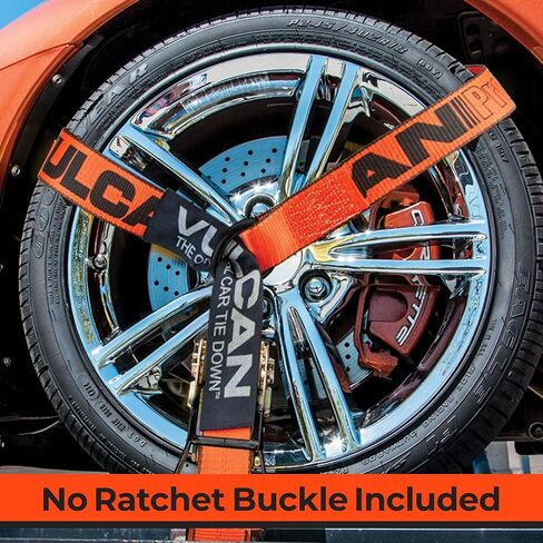VULCAN Wheel Dolly Tire Harness with Universal O-Ring - 2 Inch x 96 Inch - 4 Pack - PROSeries - 3,300 Pound Safe Working Load - Straps Only - Ratchets Sold Separately in Kuwait