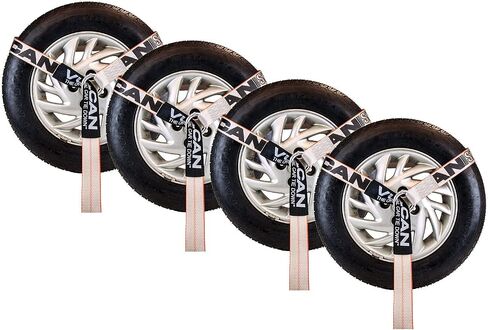 VULCAN Wheel Dolly Tire Harness with Universal O-Ring - 2 Inch x 96 Inch - 4 Pack - PROSeries - 3,300 Pound Safe Working Load - Straps Only - Ratchets Sold Separately in Kuwait