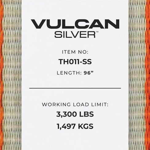 VULCAN Wheel Dolly Tire Harness with Universal O-Ring - 2 Inch x 96 Inch - 4 Pack - PROSeries - 3,300 Pound Safe Working Load - Straps Only - Ratchets Sold Separately in Kuwait