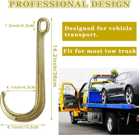 jmiatry 2 حزم 8 بوصة j خطاف سحب g70 الصلب الثقيلة سحب j هوك الأصفر الزنك مطلي كليفيس j هوك لمقطورة شاحنة جرار حزام السحب، 10800 رطل تحميل العمل in Kuwait