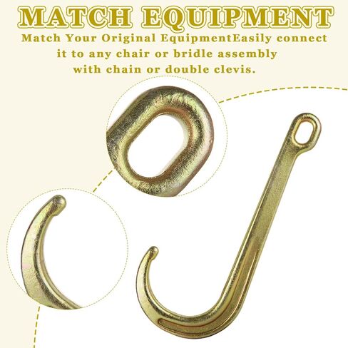 jmiatry 2 حزم 8 بوصة j خطاف سحب g70 الصلب الثقيلة سحب j هوك الأصفر الزنك مطلي كليفيس j هوك لمقطورة شاحنة جرار حزام السحب، 10800 رطل تحميل العمل in Kuwait