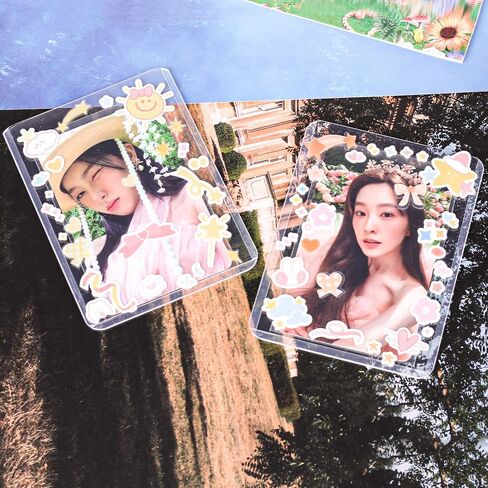 Baskiss Photocard Holders and Sticker Deco Kit, 15 Hard Toploaders, 50 Ultra Thick Sleeves, Idol Album Photo Clear Protector for Kpop Photocards, Polaroids, Photos (Joyful Celebration) in Saudi Arabia