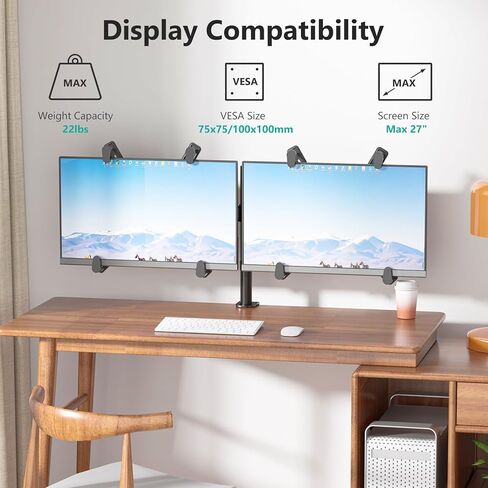 WALI Single Monitor Arm Desk Mount, with Mounting Adaptor Brackets, Monitor Arm Holds Up to 27" Screens Without Mounting Holes, Adjustable Stand for Home, Office, School Application, (M001U), Black in Saudi Arabia