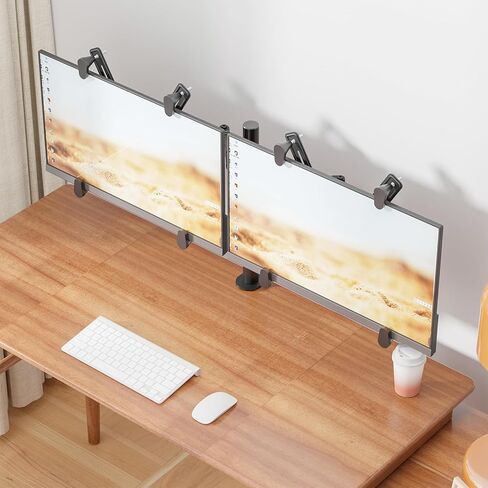 WALI Single Monitor Arm Desk Mount, with Mounting Adaptor Brackets, Monitor Arm Holds Up to 27" Screens Without Mounting Holes, Adjustable Stand for Home, Office, School Application, (M001U), Black in Saudi Arabia