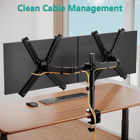 WALI Single Monitor Arm Desk Mount, with Mounting Adaptor Brackets, Monitor Arm Holds Up to 27" Screens Without Mounting Holes, Adjustable Stand for Home, Office, School Application, (M001U), Black in Saudi Arabia