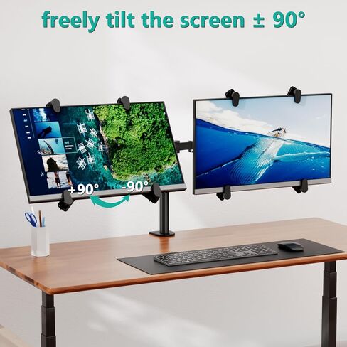 WALI Single Monitor Arm Desk Mount, with Mounting Adaptor Brackets, Monitor Arm Holds Up to 27" Screens Without Mounting Holes, Adjustable Stand for Home, Office, School Application, (M001U), Black in Saudi Arabia