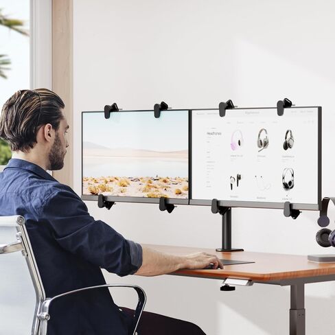 WALI Single Monitor Arm Desk Mount, with Mounting Adaptor Brackets, Monitor Arm Holds Up to 27" Screens Without Mounting Holes, Adjustable Stand for Home, Office, School Application, (M001U), Black in Saudi Arabia