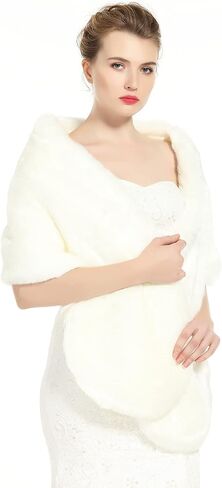 BEAUTELICATE Women's Faux Fur Shawl Winter Wedding Stoles Wrap for Bridal Evening Party in Saudi Arabia