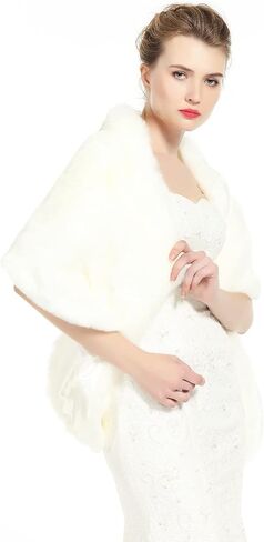 BEAUTELICATE Women's Faux Fur Shawl Winter Wedding Stoles Wrap for Bridal Evening Party in Saudi Arabia