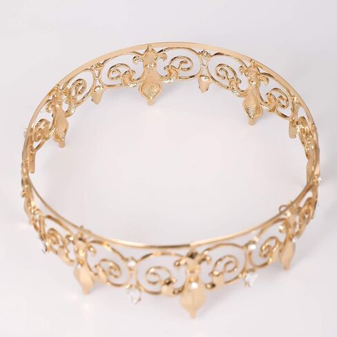 FORSEVEN Full Round King Crown- Metal Rhinestone Crowns and Tiaras for Women and Men Party Prom (HG340 Gold) in Kuwait