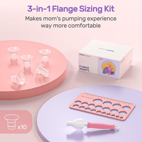 Nuliie 8PCS Flange Inserts 14/16/18/20mm for 24mm Flange/Shield of Most Pumps, BPA Free Flange Sizing Kit, Compatible with Momcozy/Medela/Elvie/Spectra/Bellababy/TSRETE/Willow/Nuliie Breast Pumps in Kuwait