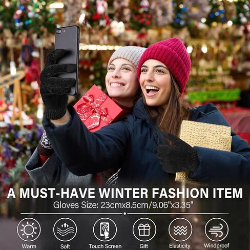 FZ FANTASTIC ZONE Womens Winter Warm Touch Screen Gloves Chenille Elastic Cuffs Knit Gloves for Women Cold Weather Gifts in Kuwait