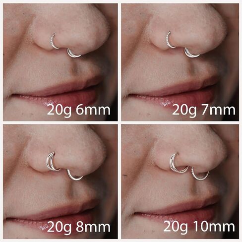 Gold Nose Rings Hoops for Women: Surgical Steel Nose Ring Packs - Nose Stud Nose Piercings Jewelry - 16G 20G 18 Gauge Double Hoop Nose ring - L Shaped Nose Rings for Men - Conch Septum Rings in Saudi Arabia