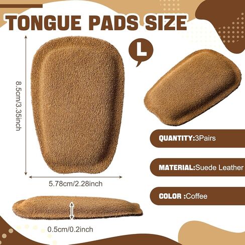 3 Pairs Shoe Tongue Pads Leather Soft Self Adhesive Shoe Inserts for Men Women Handmade Elastic Foam Shoe Padding for Solves Loose Shoes Problem in Saudi Arabia