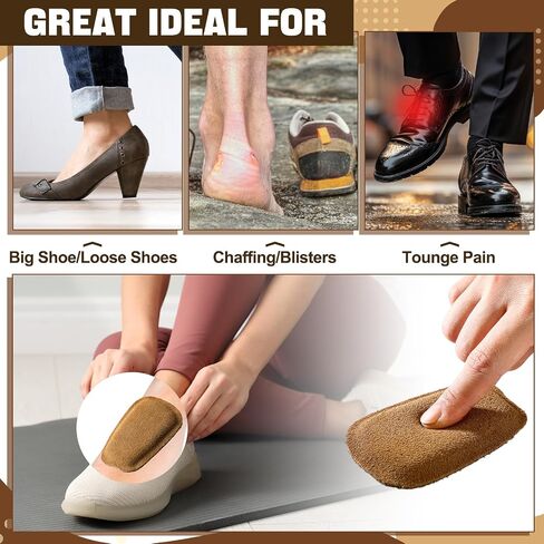 3 Pairs Shoe Tongue Pads Leather Soft Self Adhesive Shoe Inserts for Men Women Handmade Elastic Foam Shoe Padding for Solves Loose Shoes Problem in Saudi Arabia
