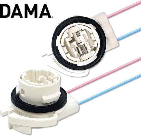 DAMA 3156 3157 Bulb Angled Socket Wire Harness Pigtail Connectors for LED Bulbs Turn Signal Lights DRL Lamps Taillights Retrofit | Durable Tempered Plastic Female Pigtail 12 ga. 18 AWG | Pack of 2 in Kuwait
