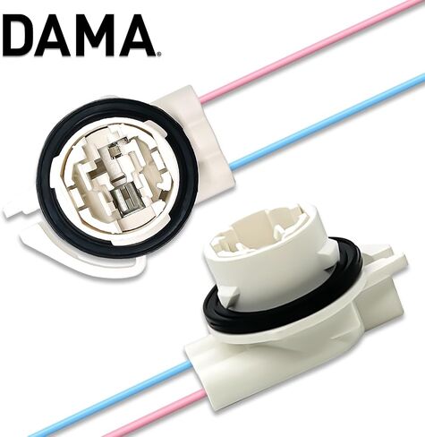 DAMA 3156 3157 Bulb Angled Socket Wire Harness Pigtail Connectors for LED Bulbs Turn Signal Lights DRL Lamps Taillights Retrofit | Durable Tempered Plastic Female Pigtail 12 ga. 18 AWG | Pack of 2 in Kuwait