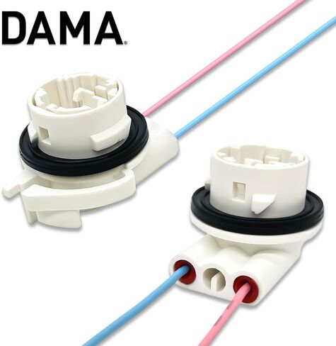 DAMA 3156 3157 Bulb Angled Socket Wire Harness Pigtail Connectors for LED Bulbs Turn Signal Lights DRL Lamps Taillights Retrofit | Durable Tempered Plastic Female Pigtail 12 ga. 18 AWG | Pack of 2 in Kuwait