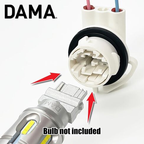 DAMA 3156 3157 Bulb Angled Socket Wire Harness Pigtail Connectors for LED Bulbs Turn Signal Lights DRL Lamps Taillights Retrofit | Durable Tempered Plastic Female Pigtail 12 ga. 18 AWG | Pack of 2 in Kuwait