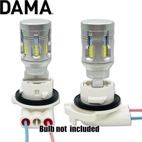 DAMA 3156 3157 Bulb Angled Socket Wire Harness Pigtail Connectors for LED Bulbs Turn Signal Lights DRL Lamps Taillights Retrofit | Durable Tempered Plastic Female Pigtail 12 ga. 18 AWG | Pack of 2 in Kuwait