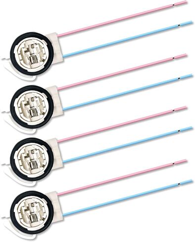 DAMA 3156 3157 Bulb Angled Socket Wire Harness Pigtail Connectors for LED Bulbs Turn Signal Lights DRL Lamps Taillights Retrofit | Durable Tempered Plastic Female Pigtail 12 ga. 18 AWG | Pack of 2 in Kuwait