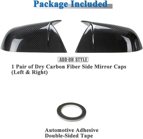 AeroBon Dry Carbon Fiber Mirror Cap Overlay Compatible with 2017-2025 Tesla Model 3 Mirror Caps (MK2 Style) in Kuwait