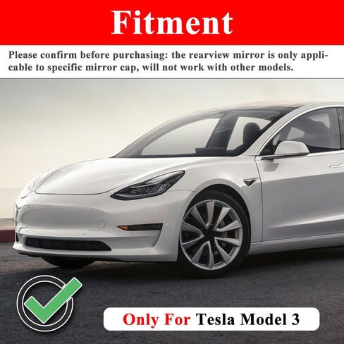 AeroBon Dry Carbon Fiber Mirror Cap Overlay Compatible with 2017-2025 Tesla Model 3 Mirror Caps (MK2 Style) in Kuwait