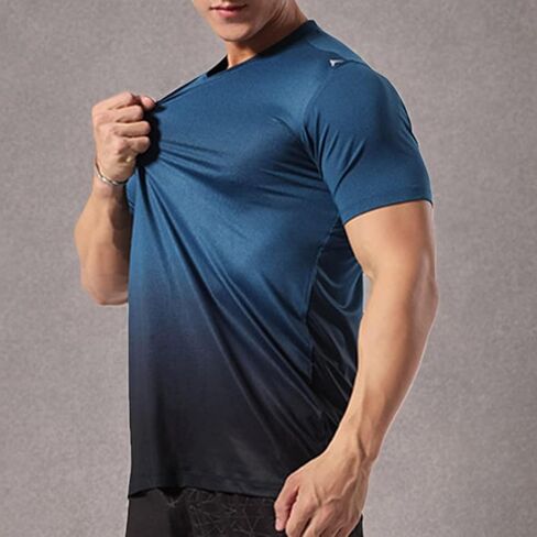 Magiftbox Mens Muscle Elastic Spandex Lightweight Workout Short Sleeve T-Shirts Gym Sweat Tee T61T62 in Kuwait