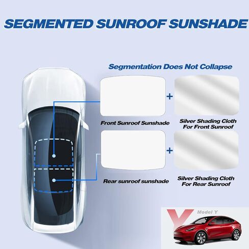 Fit for 2021 2022 2023 Tesla Model 3 Front and Rear Roof Sunshade, Foldable Sunroof Shade Cover with Heat Insulation Film and Double Layer UV Protection - Set of 4 Pcs Black in Saudi Arabia
