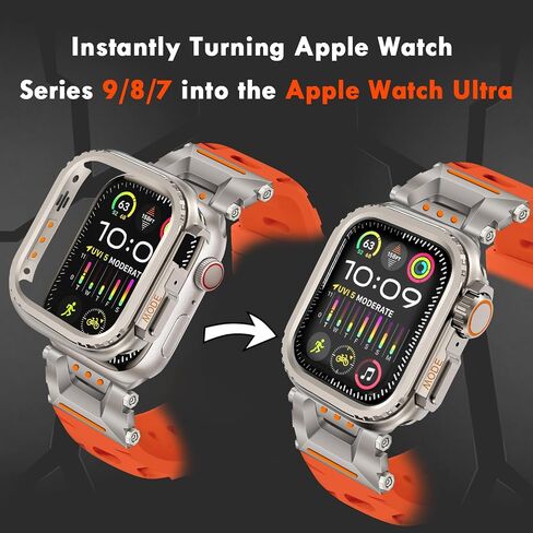 Rugged Strap for Apple Watch Ultra 2/Ultra Band 49mm with Stainless Steel Case, Armor TPU Sport Bands for iWatch Ultra2/1 with Metal Connector, Waterproof Wristband for Apple Watch Men Black/Gray in Saudi Arabia
